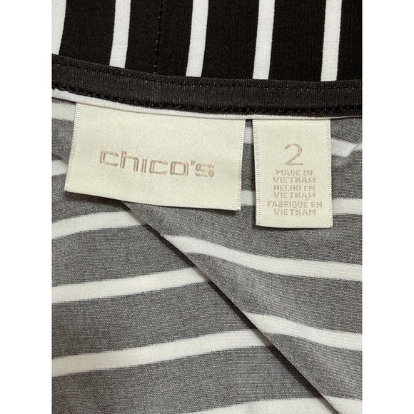 Chico's  Brown White Striped Open Front Cardigan Jacket Size 2 Large - Picture 5 of 6